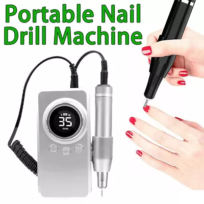 Machine Nail Dril Portable 35000RPM E File Fits Manicure Pedicure Rechargeable • $45.99