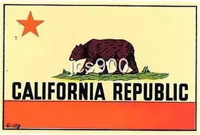 VINTAGE CALIFORNIA REPUBLIC STATE SOUVENIR BEAR FLAG TRAVEL WATER DECAL 1960s • $17.99