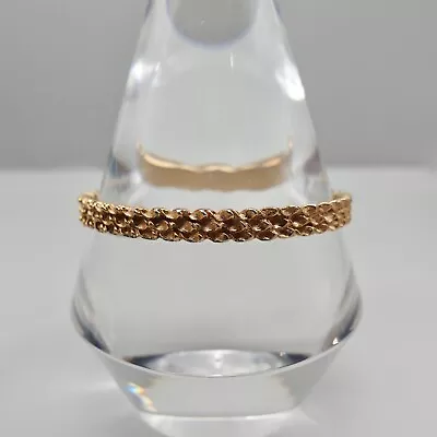 Vintage Crown Trifari Bracelet Gold Tone Textured Bangle 8 Inch Costume Jewelry • $10.49