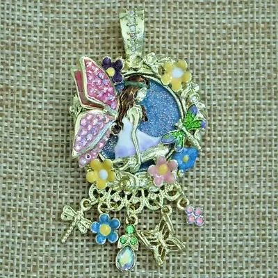 Kirks Folly Fairy Wishing Pool Floral Foldover Magnetic Pendant GT With Charms • $42.49