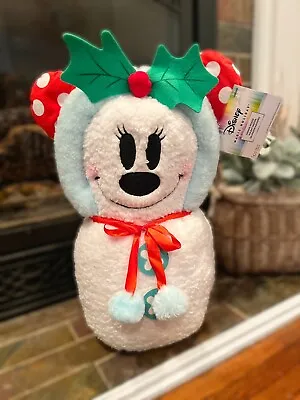 Disney Minnie Mouse Holiday  Christmas Door Greeter Porch  Sherpa Snowman • $29.99