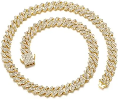 Iced Miami Cuban Link Chain CZ Real Solid 925 Silver Necklace Mens Hip Hop 10mm • $58