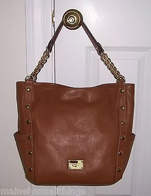 NWT Michael Kors DELANCY DELANCEY Large Shoulder Tote Bag LUGGAGE BROWN Leather • $374.95