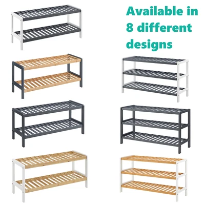 £26.99 • Buy Natural Bamboo Shoe Racks Wooden Storage Stand Organiser Shelf Unit 2/3 TIER 