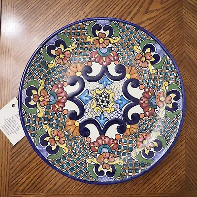 New HERNANDEZ Puebla Mexico TALAVERA Pottery Handmade 11 3/8  Platter Signed • $49.99