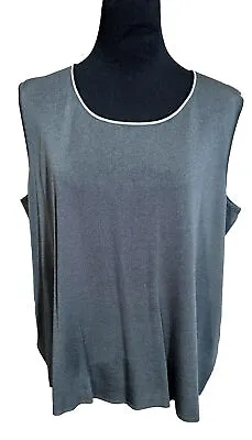 Ming Wang Knit Tank Top Women’s 1X Gray Black White Sleeveless Scoop Neck • $39.95