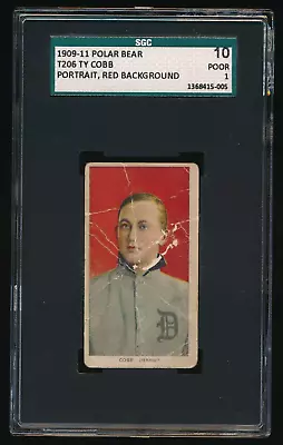 1909-11 T206 Ty Cobb Red Portrait Polar Bear Cigarettes SGC 1 PR • $3999.99