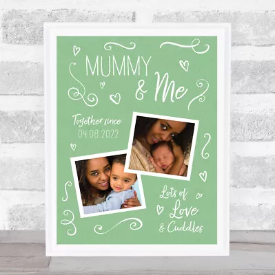 Mummy And Me Baby Photo Doodles Mother's Day Green Birthday Gift Nursery Print • £21.95