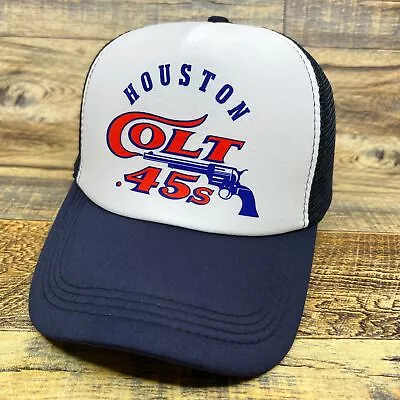 Defunct Houston Colt 45s Mens Trucker Hat Navy Snapback Vintage Logo Ball Cap • $19.99