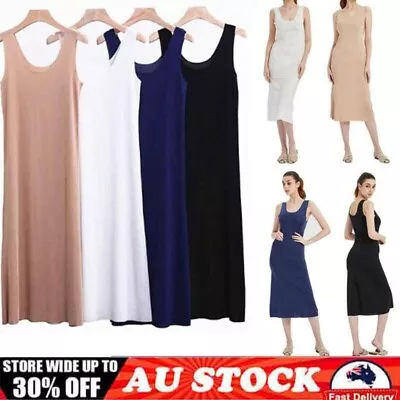 Women Lady Full Slips Under Dress Slip Anti-Static Tank Long Dress Petticoat HOT • $10.37
