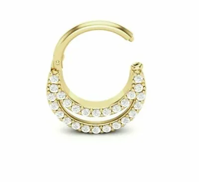 Diamond Septum 14k Solid Gold Nose Ring Septum Piercing Genuine Diamond Nose Pin • $1013.68