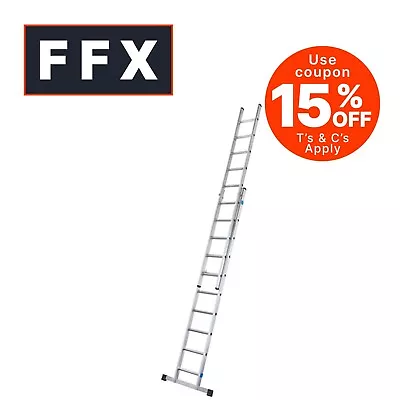 Zarges 44834 ZAR Double Extension Ladder With Stabiliser Bar 2-Part D-Rungs 2 X • £170.95