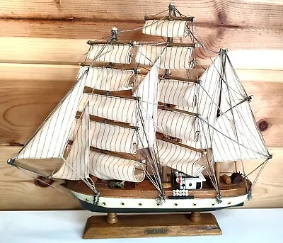 Vintage Wood Ship Model    GORCH FOCK    Assembled 17  Tall X 19.5  Wide • $49.98