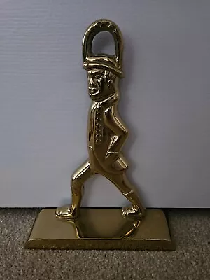 VTG Virginia Metalcrafters Walking Colonial Hessian Man Brass Doorstop Bookend • $29.95