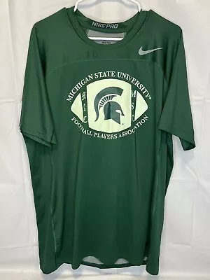 Michigan State Spartan Shirt Men XXL 2XL Green Nike Pro Hypercool Players • $17.99