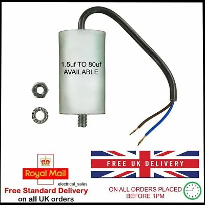 UNIVERSAL START RUN CAPACITOR Mfd 1.5uf TO 80uf WITH 20cm OF CABLE CONNECTORS • £5.99