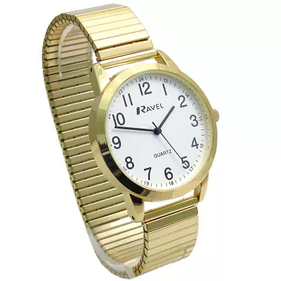 Ravel Men's Super-Clear Quartz Watch With Expanding Bracelet Gold #45 R0232.22.1 • £9.99