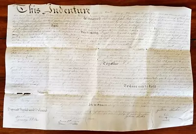Original Antique 1816 Pennsylvania Vellum Deed - GIDEON SHILES To JACOB ROAD • $125