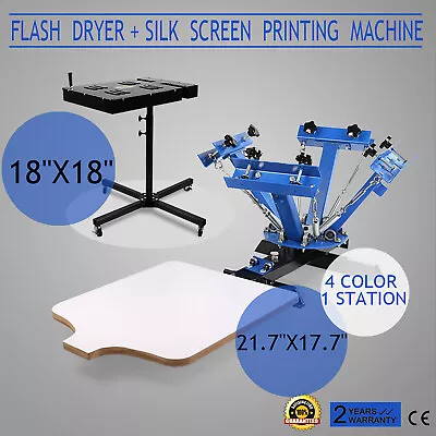 VEVOR 4 Color Screen Printing Press Kit 1 Station Silk Screening Flash Dryer • $303