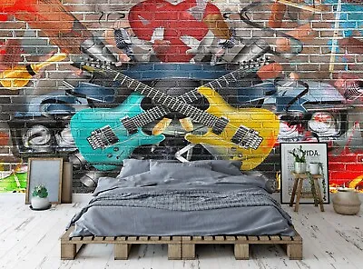 £99.53 • Buy Graffiti Music Wall Mural Photo Wallpaper Guitar Decor Giant Paper Poster Art