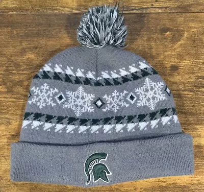 FREE SHIPPING MSU Michigan State Spartans Winter Beanie Hat Cap Silver NCAA Warm • $7.99