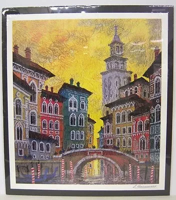 ANATOLE KRASNYANSKY Large Seriolithograph VENICE YELLOW SUNSET 27x30 • $62.10