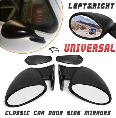 1 Pair Universal Vintage Car Door Side View Wing Mirror Matte Black W/ Gaskets • $50.30