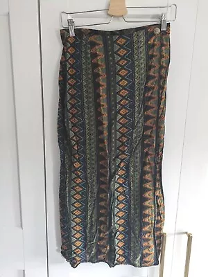 Vintage Wrap Skirt Green & Orange Geometric 1980s 1990s Size 14 • £5