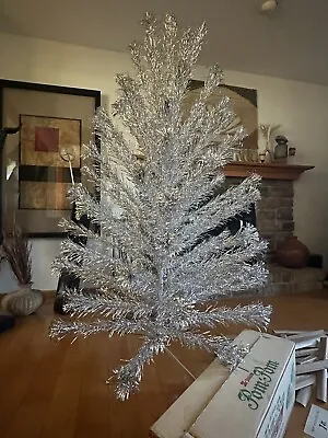 Vintage Sparkler Pom Pom Aluminum Christmas Tree 7' 88 Branch Long Needle & Box • $800