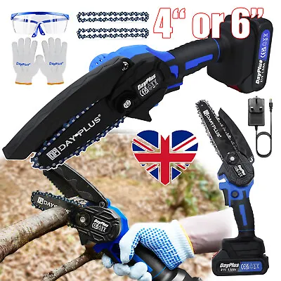 Cordless Chainsaw Wood Cutting Saw Pruning Woodworking Tool Rechargeable Battery • £23.80