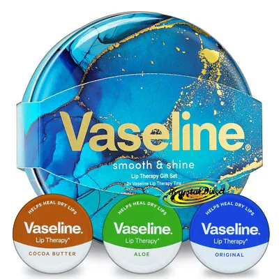 £8.79 • Buy Vaseline Smooth & Shine 3 Pieces Lip Balm Therapy Tins Pot Gift Set 20g