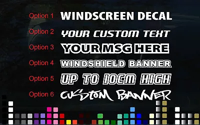 Custom Car Windscreen Windshield Sticker Decal Banner Advert Up To 10cm High • $22.99