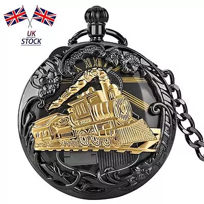 Uncommon Musical Movement Pocket Watch Train Case Quartz Fob Watches With Chain • £21.70