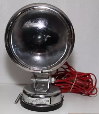 Vintage Safco Vaccum Mount Portable Chrome Spot Light 12v Dc Plug 5.5  Lens Work • $40