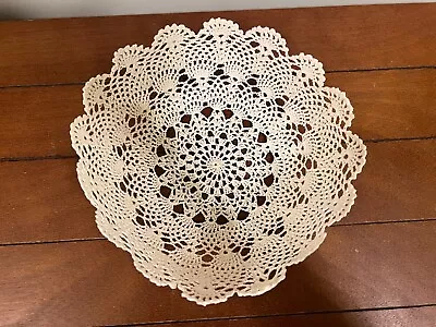 Vintage French-Starched Handmade Crochet Bread Basket • $15