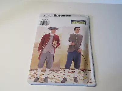 Butterick #3072  Colonial Coat Hat Vest Shirt Men's Sz 32 34 36 Sewing Pattern • $8