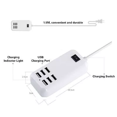 6 Port 30W USB Wall Charger Multi-Port AC Power Adapter For USB-Powered Devices • $7.99