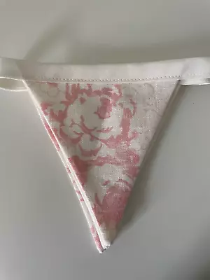 Last One Cabbages And Roses Bunting  Hatley  Pink  Linen Fabric 10 Flags • $31.52