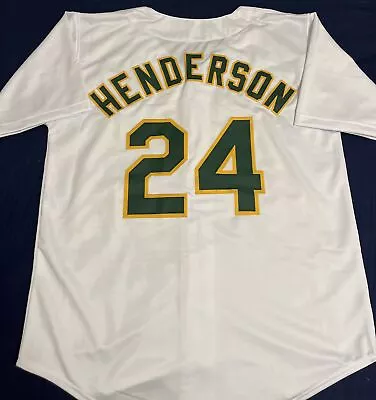 Rickey Henderson Custom Throwback White Oakland Athletics Jersey Mens Size 2XL • $31.99