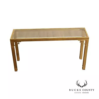 Mastercraft Hollywood Regency Brass And Glass Console Table • $1795