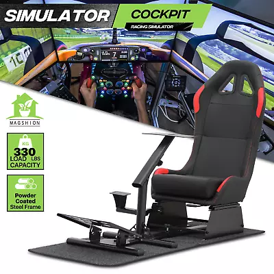 Racing Simulator Cockpit Wheel Stand W/Adjustable Gaming Seat Fit Logitech G920 • $298.99