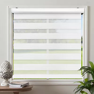 Cordless Window Roller Shades Free-Stop Dual Layer Zebra Blinds - 22 X72  • $39.99