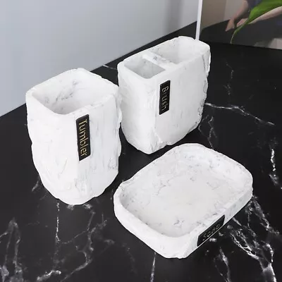 3Pcs Resin Bathroom Accessories SetMarble  Toothbrush Holder Set Contain1430 • $67.09