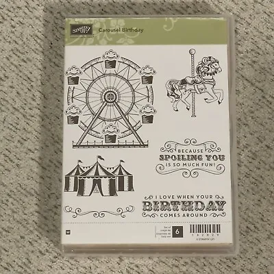 Stampin' Up! Carousel Birthday-Set Of 6 Red Rubber Stamp Set #142829 New • $16.99