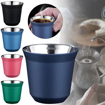 80ml Coffee Cup Double Wall Stainless Steel Espresso Insulation Nespresso Pixie • $14.95