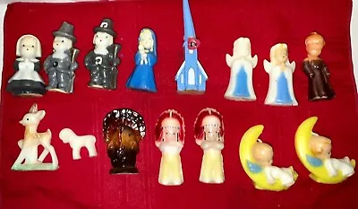 Vtg Lot 15 Gurley Candles Pilgrims Angel Deer Baby On Star Church Indians Turkey • $49.99