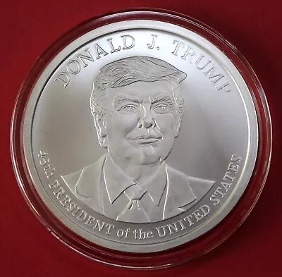 45th PRESIDENT DONALD J. TRUMP Silver Round 5 Oz.  Airtite Capsule & Free Ship • $185