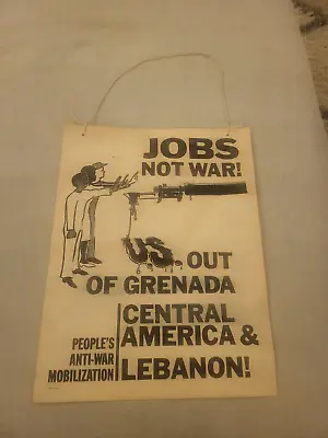 Vintage Early 80s Lithograph Protest Poster/  Jobs Not War  Grenada Lebanon.. • $185