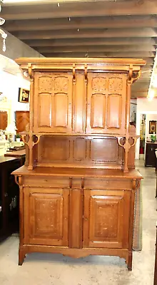 French Antique Oak Art Nuovo  Buffet Cabinet / Hutch • $3750