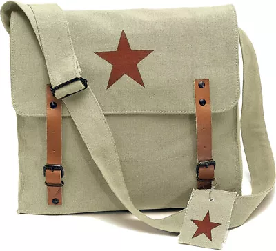 $21.99 • Buy Khaki Vintage Canvas Medic Red Star Military Shoulder Bag